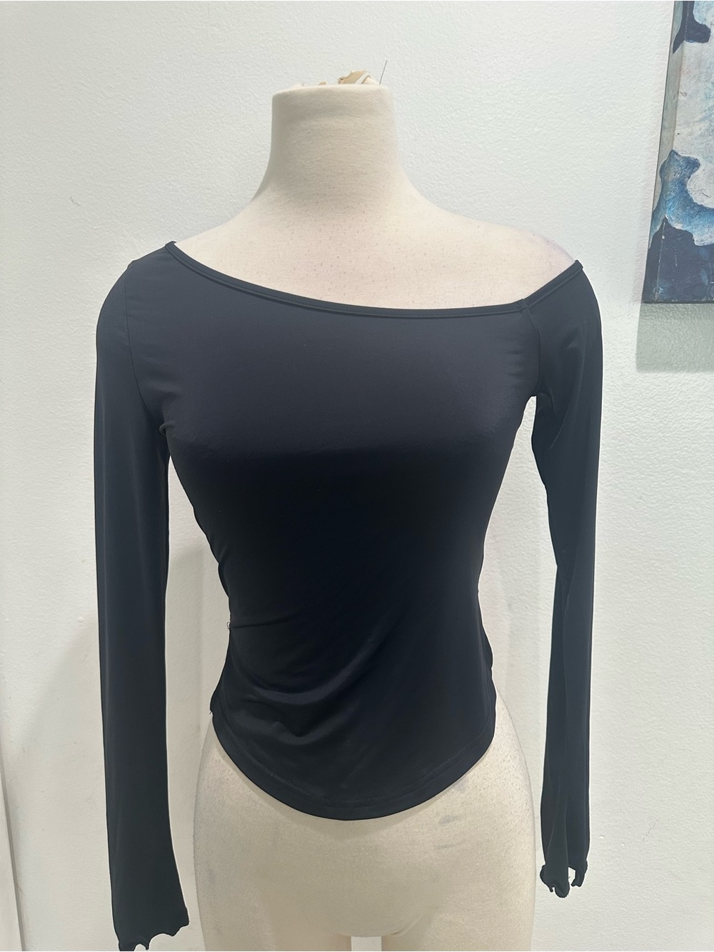 White Fox Boutique Black Off-the-Shoulder Long Sleeve Top